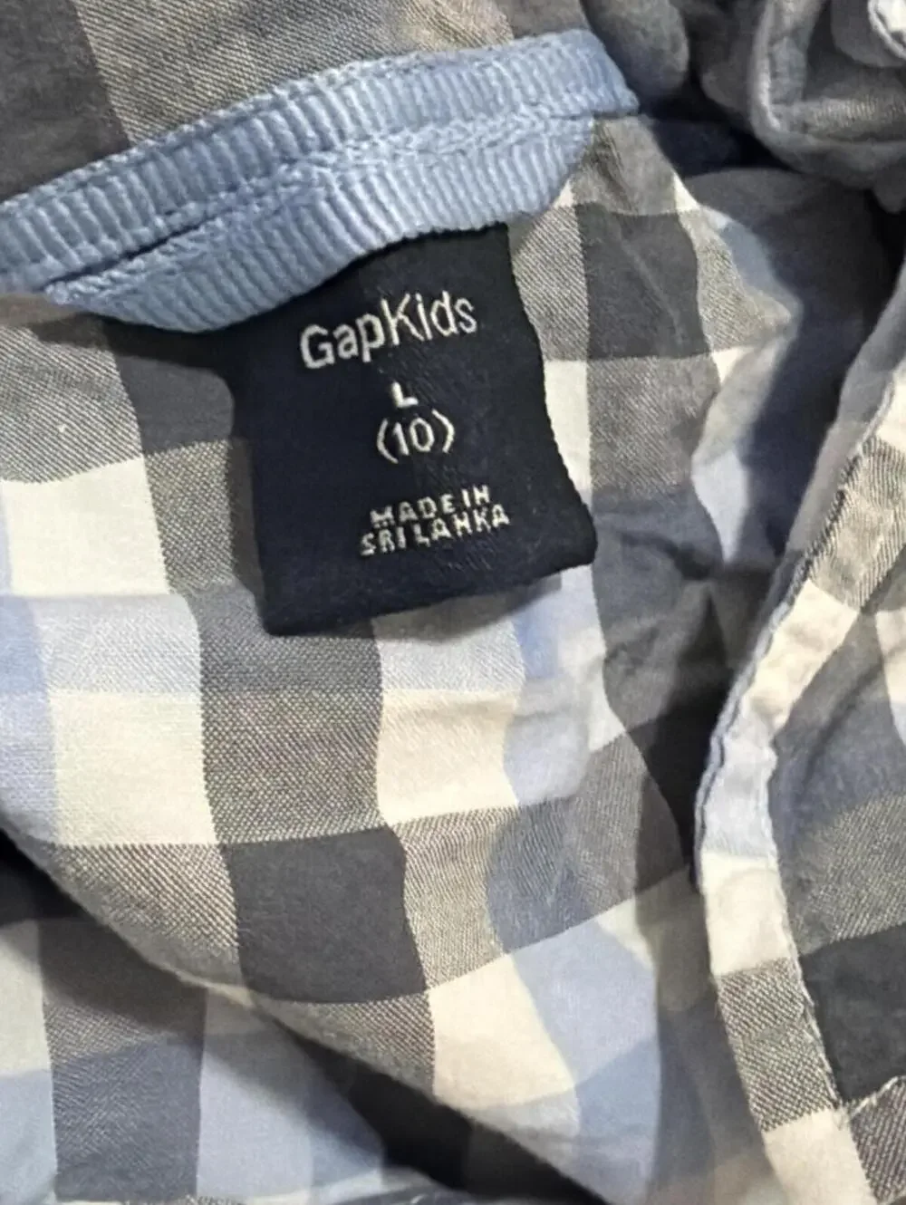 Gap Kids Boys Large Blue and Gray Plaid Short Sleeve Shirt
